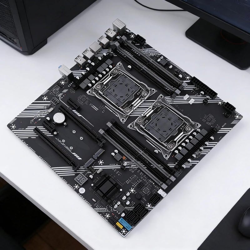 Compatible X99 Dual Desktop Motherboard, 8 DDR4 Memory Slots Gaming Mainboard with USB3.0 USB2.0 M.2 NVME SATA 3.0 Interface - Image 2