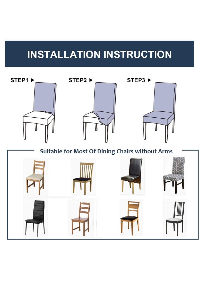 LAZI LAZI Set of 4 Airforce Blue Solid Elastic Dining Chair Covers Stretchable Washable Dining Table Chair Covers Slipcover Seat Protector Chair Covers for Home Hotel Dining Table Chairs Polycotton  - Image 4
