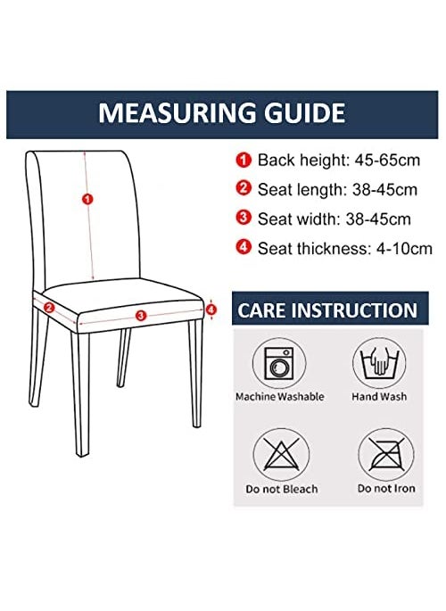 LAZI LAZI Set of 4 Airforce Blue Solid Elastic Dining Chair Covers Stretchable Washable Dining Table Chair Covers Slipcover Seat Protector Chair Covers for Home Hotel Dining Table Chairs Polycotton  - Image 3