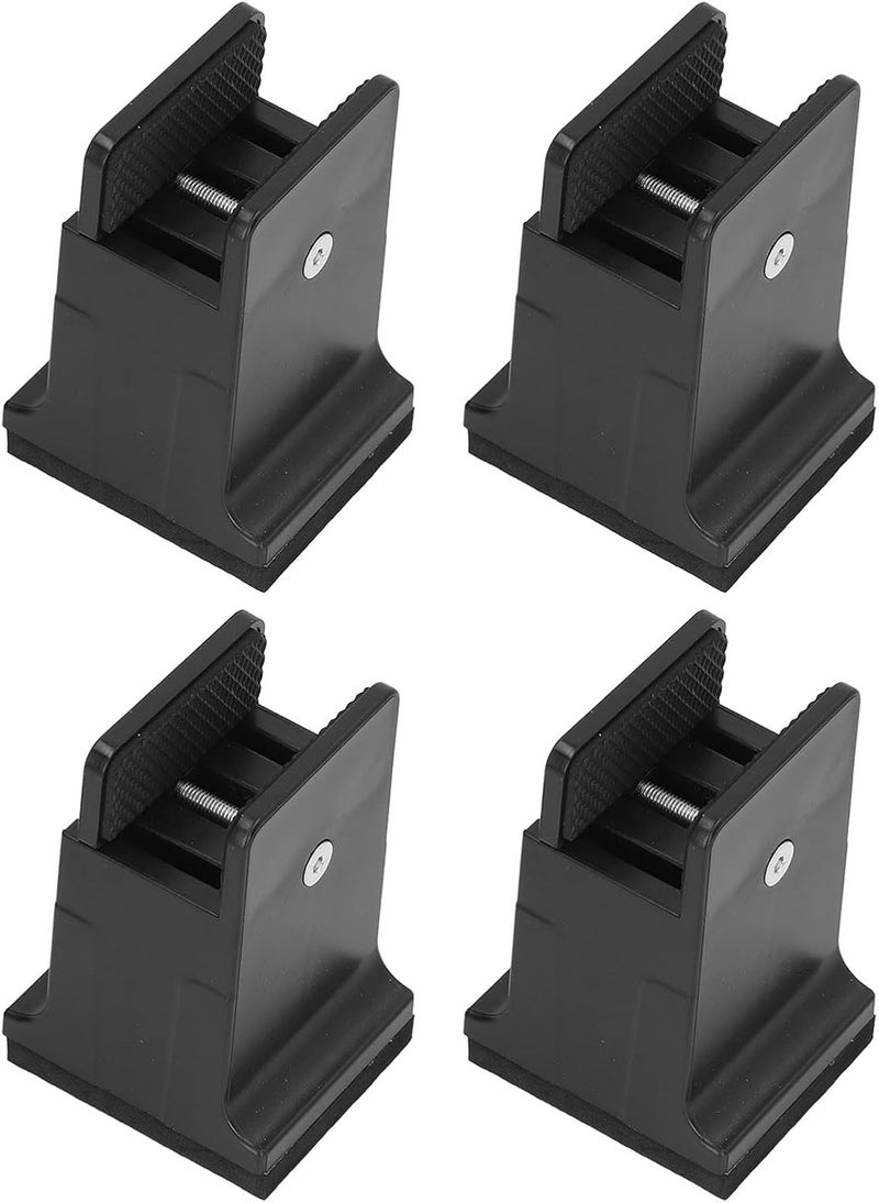 4pcs Adjustable Furniture Risers with Screw Clamp, Heavy Duty Bed Couch Risers, Rubber Height Adjustable Leg Extenders for Tables Sofas Beds Desks and Cabinets (Black) - Image 4