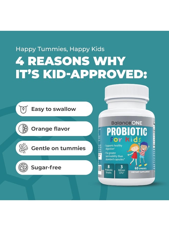 Balance ONE Probiotic For Kids, Children’S Gut Health And Digestive Support, Once Daily, Time Release 15X More Effective, Shelf Stable, Sugar Free Kids Probiotic, Easy To Swallow, 60 Day Supply - Image 3