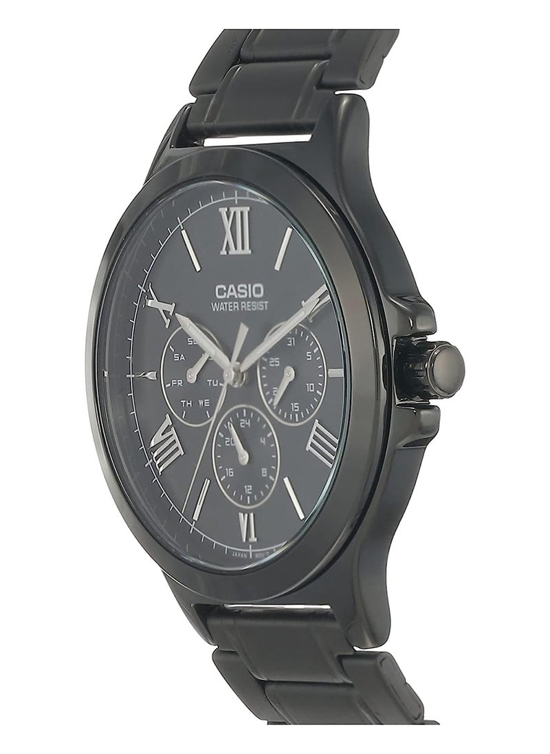 Men's Black Ion Plated Band Roman Numeral Analog Quartz Watch MTP-V300B-1AUDF