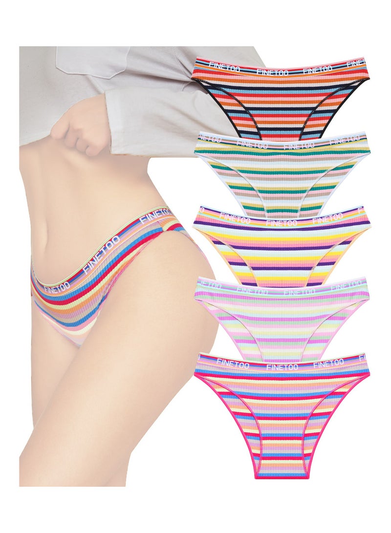 SYOSI Cotton Underwear High Cut Breathable Stretch Ladies Hipster Panties Pack Soft Retro Sweet Low Waist Cotton Briefs for Women 5 Pack XL - Image 1