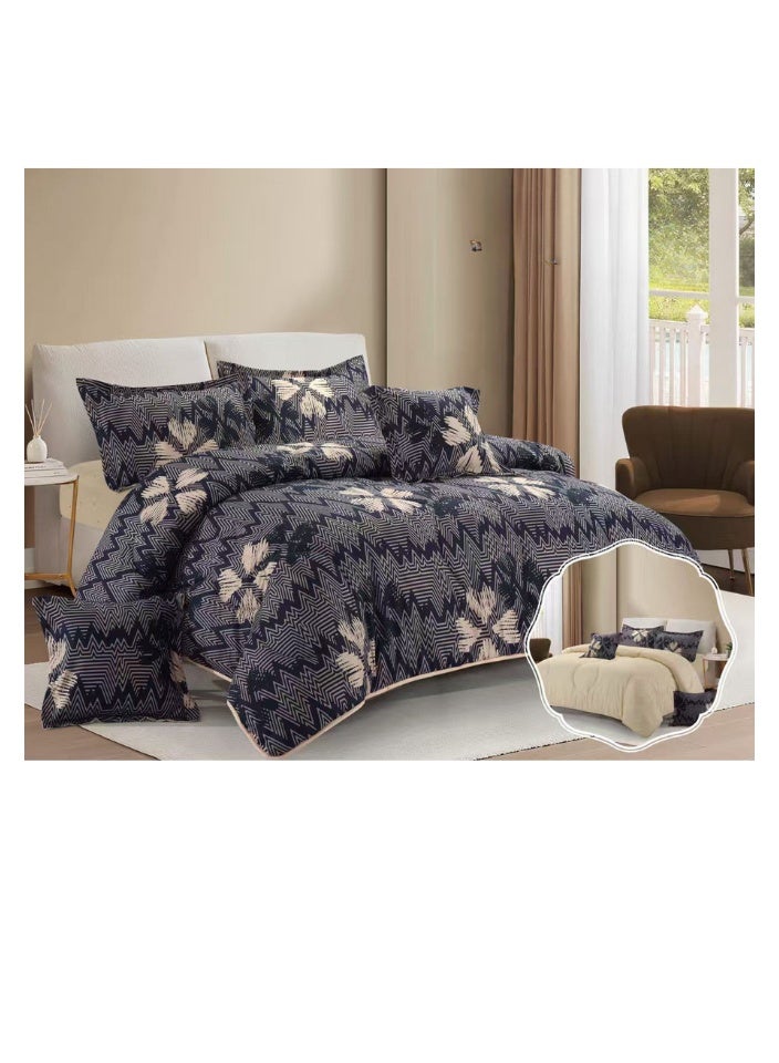 Blue Sky Luxurious Double bedspread made of 100% microfiber, reversible bed cover, double-filled duvet cover set, 6-piece sleeping set (filled duvet cover + fitted sheet + pillowcase + pillowcase). Bedspread measures 260 x 240 cm and duvet covers measure 200x200 cm (colors same as the picture) - Image 1