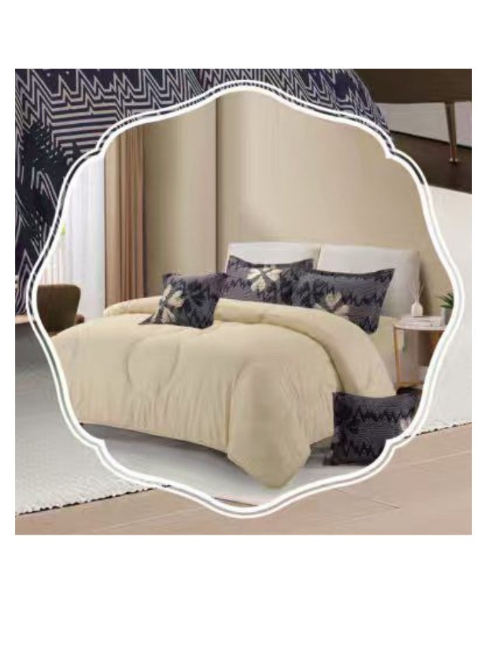 Blue Sky Luxurious Double bedspread made of 100% microfiber, reversible bed cover, double-filled duvet cover set, 6-piece sleeping set (filled duvet cover + fitted sheet + pillowcase + pillowcase). Bedspread measures 260 x 240 cm and duvet covers measure 200x200 cm (colors same as the picture) - Image 5