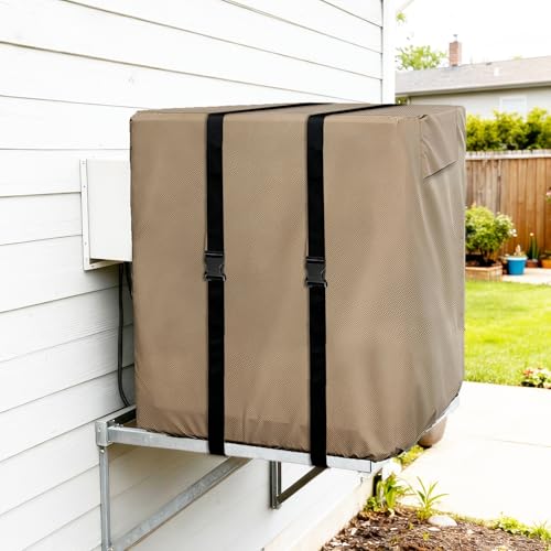 Alickwang Side Draft Evaporative Cooler CoverHeavy Duty 600D Rain and Snow Protection Swamp Cooler CoverEquipped with 2 Bayonet Straps for Side Draft Swamp Cooler Weatherproof Covers37W x 37D x 42H - Image 1