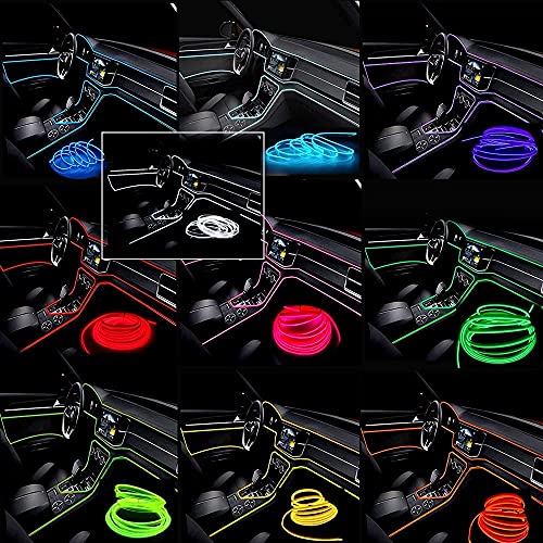 Maxlaxer El Wire Blue Interior Car LED Strip Lights, 3M Neon Wire USB 5V with Fuse Protection for Automotive Interior Decoration, with 6mm Sewing Edge - Image 2