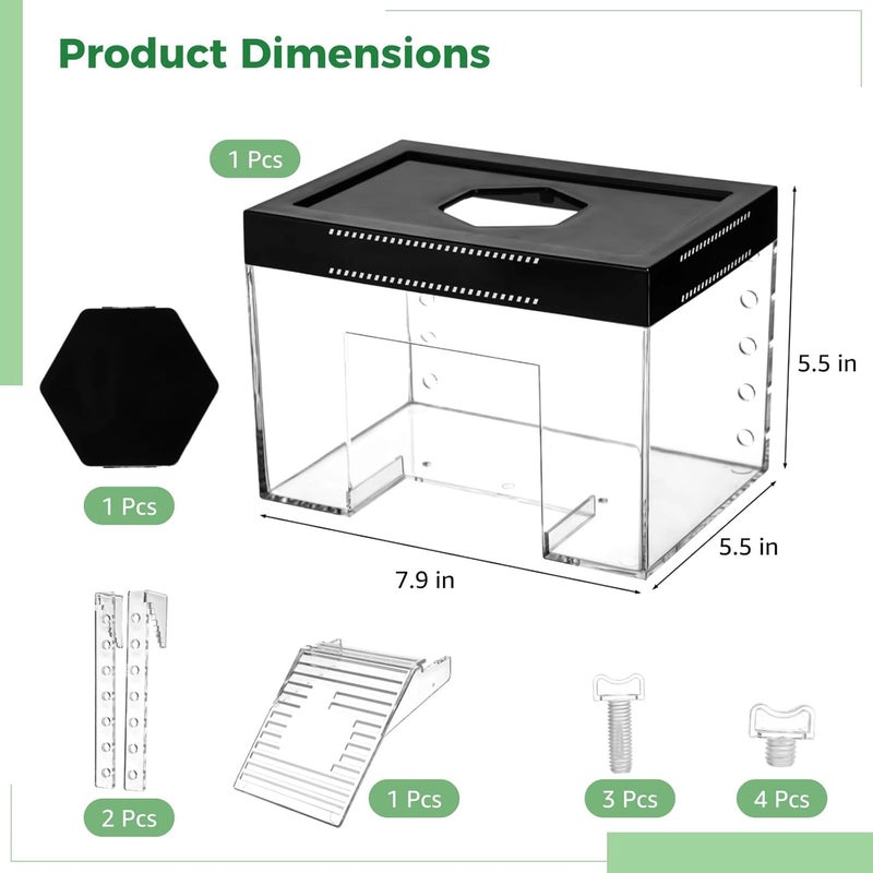 Height Adjustable, Clear Turtle Platform with Ramp Including Tortoise Warm Room, Lid, Sunshine Turtle House with A Hole Reserved for Hex Basking Lamp - Image 5
