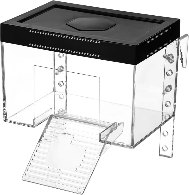 Height Adjustable, Clear Turtle Platform with Ramp Including Tortoise Warm Room, Lid, Sunshine Turtle House with A Hole Reserved for Hex Basking Lamp - Image 3