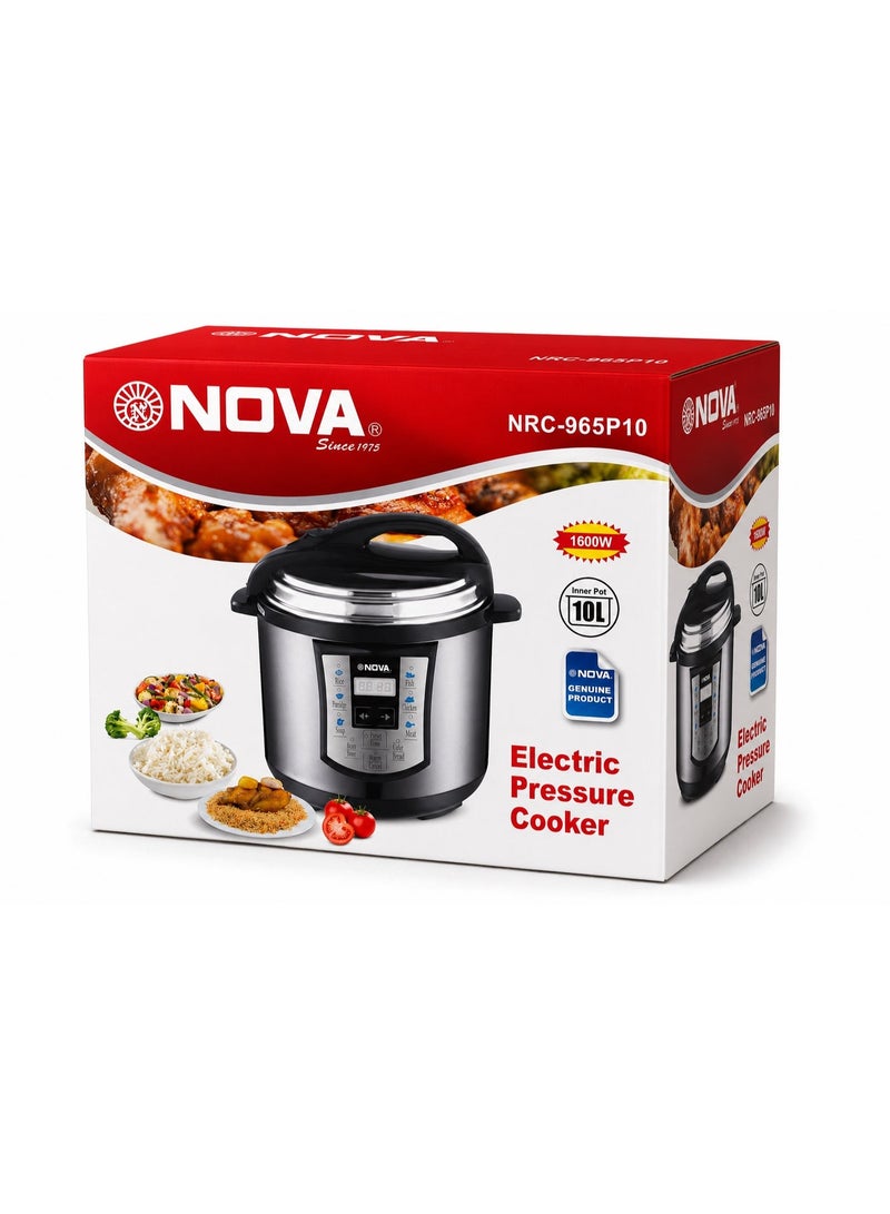 Nova NRC-965P10 Electric Pressure Cooker 10L, 1600W Digital Pressure Cooker, Large Capacity Multi-Function Electric Cooker, Programmable Cooking Pot for Rice, Meat, Stews, Soups and Everyday Meals - Image 5