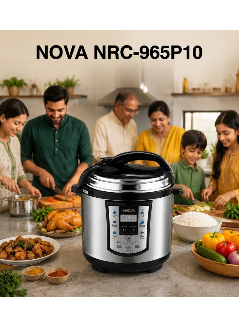 Nova NRC-965P10 Electric Pressure Cooker 10L, 1600W Digital Pressure Cooker, Large Capacity Multi-Function Electric Cooker, Programmable Cooking Pot for Rice, Meat, Stews, Soups and Everyday Meals - Image 4