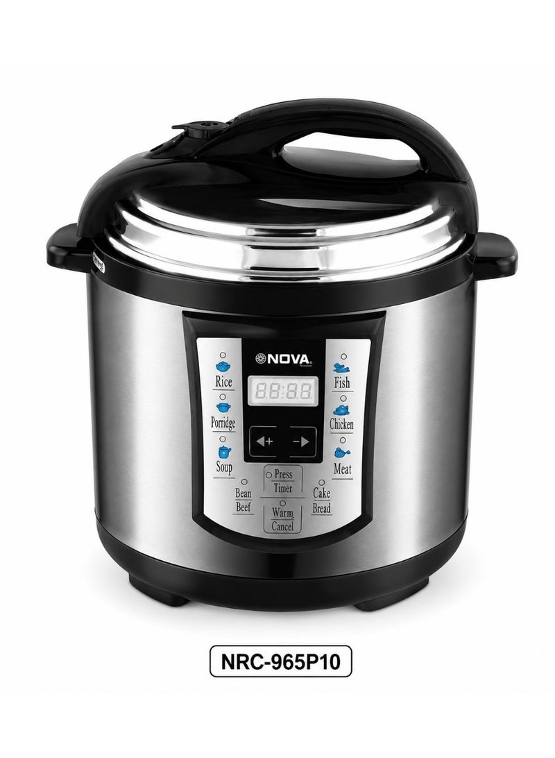 Nova NRC-965P10 Electric Pressure Cooker 10L, 1600W Digital Pressure Cooker, Large Capacity Multi-Function Electric Cooker, Programmable Cooking Pot for Rice, Meat, Stews, Soups and Everyday Meals - Image 2