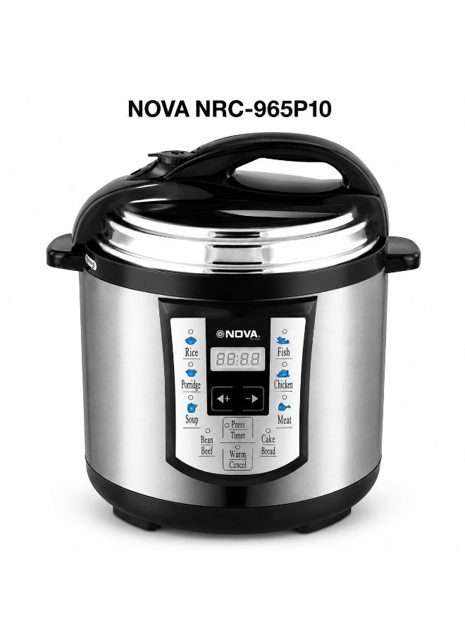 Nova NRC-965P10 Electric Pressure Cooker 10L, 1600W Digital Pressure Cooker, Large Capacity Multi-Function Electric Cooker, Programmable Cooking Pot for Rice, Meat, Stews, Soups and Everyday Meals - Image 1