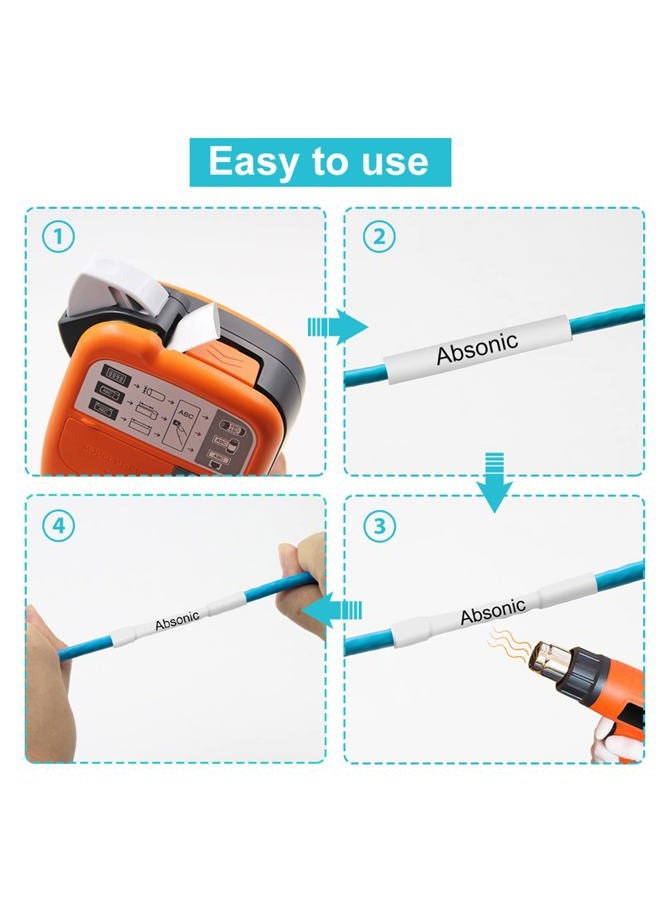 Absonic 3-Pack HSE Heat Shrink Label Tape Compatible for Brother Hse221 Hse-221 P Touch Heat Shrink Tube 8.8mm Black on White Label Maker Tape for PT-E300 PT-E500 PT-E550W P750WVP PT-E800W PT-D220 - Image 4
