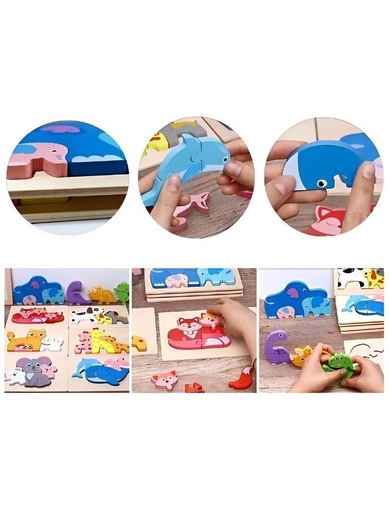 Wooden 3D Puzzles, Animal Family Style, Teacher Parents Early Learning Support Tools, Attractive Colors and Patterns, Montessori Motor Skill Development Toys, Great Kids Gift (Cat Family Style) - Image 5