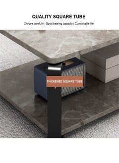keke Marble finish with Black frame Top 2 Tier Modern Living Room Home Sofa Table  - Image 4
