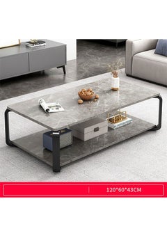 keke Marble finish with Black frame Top 2 Tier Modern Living Room Home Sofa Table  - Image 2