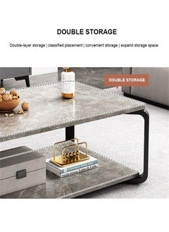 keke Marble finish with Black frame Top 2 Tier Modern Living Room Home Sofa Table  - Image 3