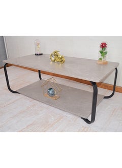 keke Marble finish with Black frame Top 2 Tier Modern Living Room Home Sofa Table  - Image 5