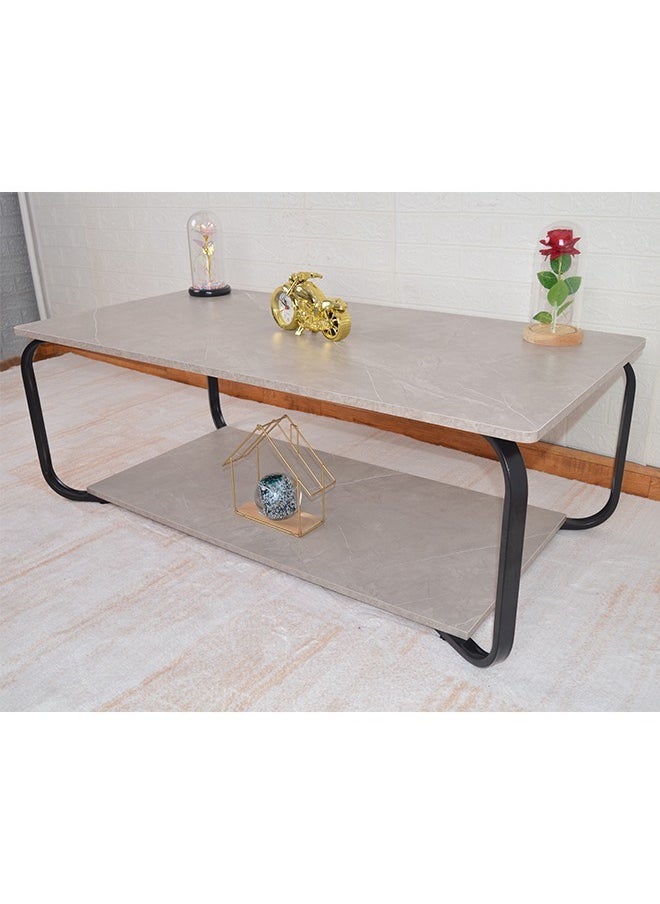 keke Marble finish with Black frame Top 2 Tier Modern Living Room Home Sofa Table  - Image 5