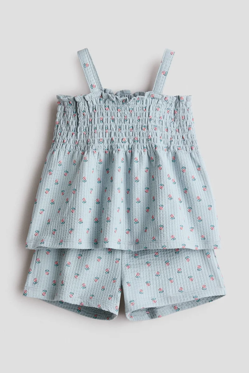 H&M 2-piece printed waffled set