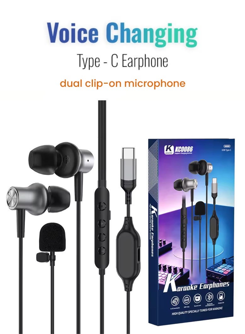 عرباش Arabash 2-in-1 voice-changing Earphones Usb C Karaoke Wired Headset With Dual clip-on Mi 27W
