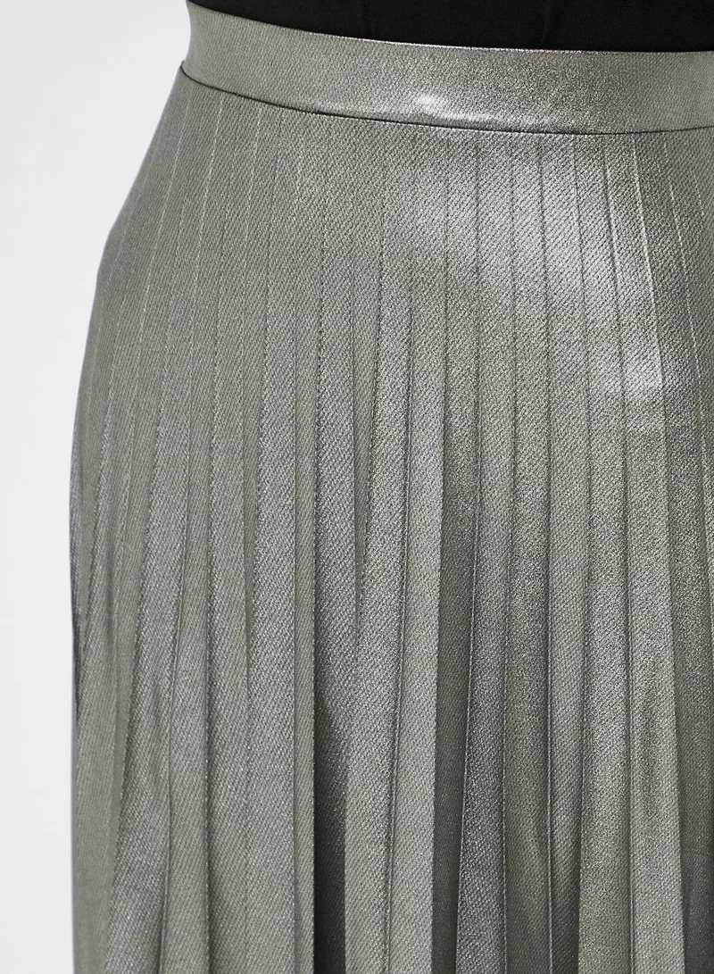 Wallis Metallic Pleated Midi Skirt