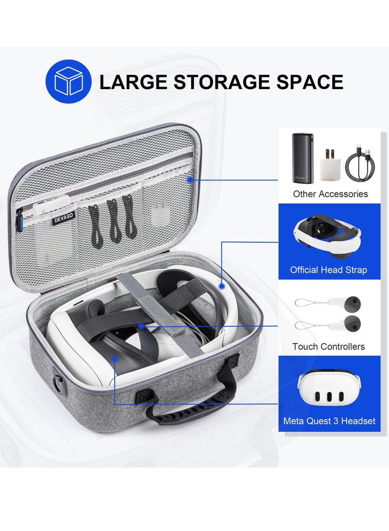 KASTWAVE Carrying Case for Meta Quest 3, Travel Storage Case for Oculus Quest 3 with Elite Strap, Controllers and Other Accessories, Hard Case and Soft Lining for Travel and Storage - Image 2