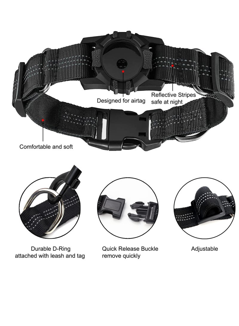 Airtag Dog Collar, Adjustable Air Tag Accessories Pet Collar, for Apple Air Tag Dog Collar, Heavy Duty Dog Collar with Airtag Holder Case for Medium Large Dogs, Light Comfortable, Black - Image 3