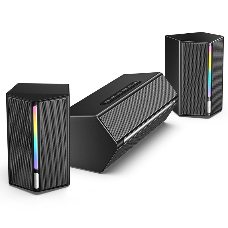 FIFINE Computer Speakers System with Subwoofer, Gaming Speaker for PC with RGB, Volume Control, Monitoring, 3.5mm Aux Input, AC Powered Speakers for Desktop Mobile TV-AmpliGame A22 - Image 1