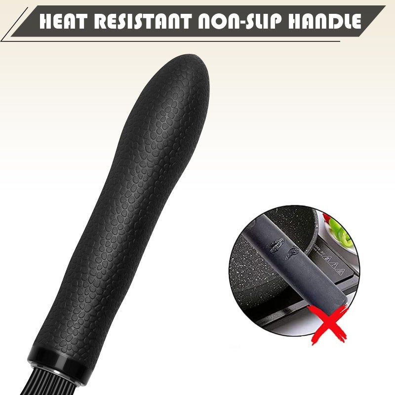 TEEVEA Silicone Whisk,Kitchen Silicone Whisks for Cooking Non Scratch,Wisking Tool Metal Wire Stainless Steel Whisk Egg Bread Silicone Wisk,Small Mini Heat Resistant Whisk 11-Inch,Black - Image 4