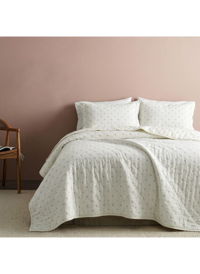 Morano Elegence 3 pieces Bedspread set 260 X 240 cm 2 pillow cases 50 X 70 | Hollow Fiber Fill, Ultrasonic Quilting, 2 Pillowcases Included, Machine Washable, 3-Ply Construction - Image 1