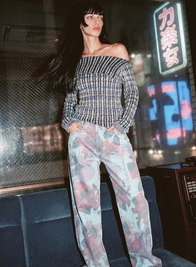 Desigual Printed Wide Leg Jeans