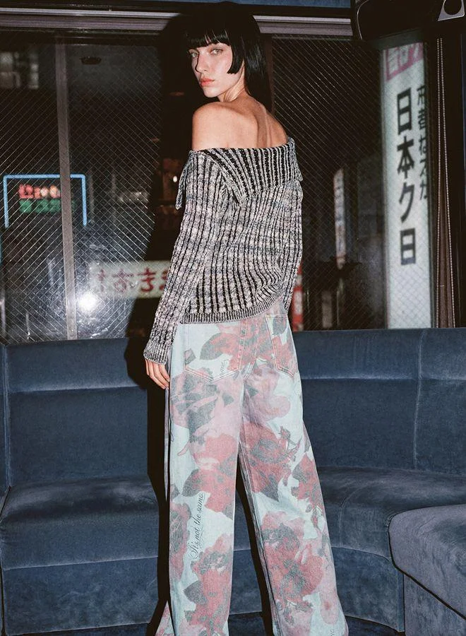 Desigual Printed Wide Leg Jeans