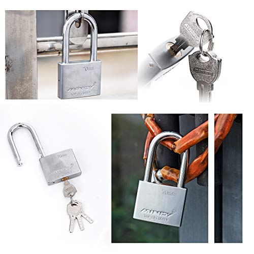 Mindy 70mm Long Shackle Padlocks for Outdoor Use All Weather Resistant, Alloy Steel Heavy Duty Lock with 4 Keys - Image 4