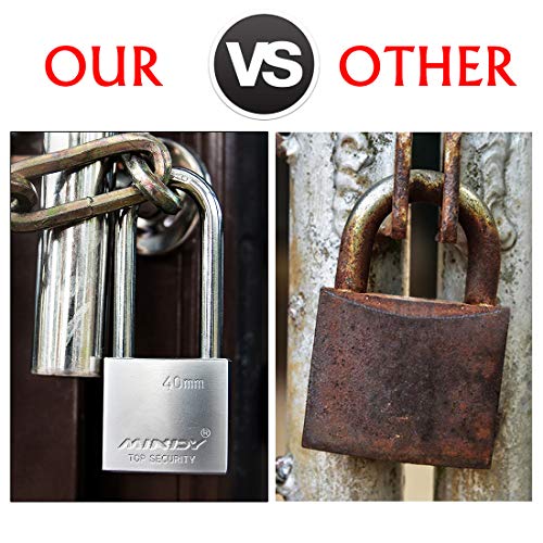 Mindy 70mm Long Shackle Padlocks for Outdoor Use All Weather Resistant, Alloy Steel Heavy Duty Lock with 4 Keys - Image 5