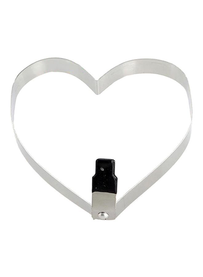 NIBEMINENT Heart Shaped Pancake Fried Egg Ring Mould Silver/Black 10x10cm - Image 1