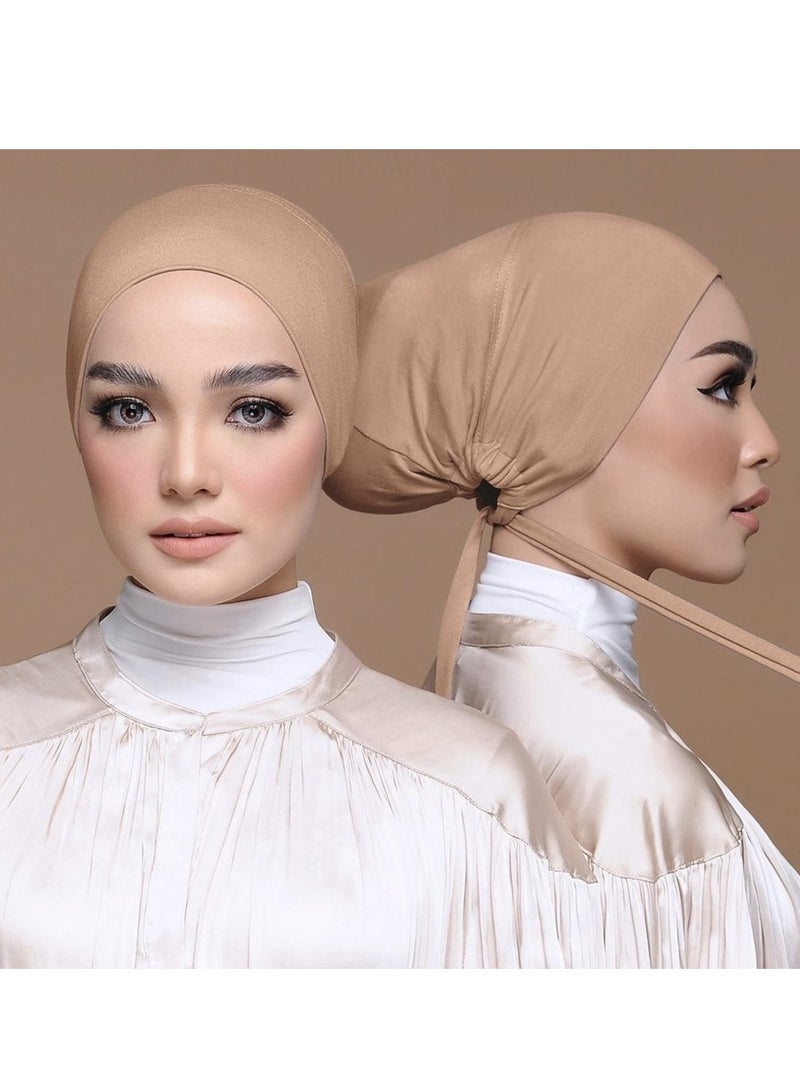 غطاء حجاب تحت الوشاح مع إغلاق برباط من الخلف للنساء، طقم من 3 قطع - Image 2