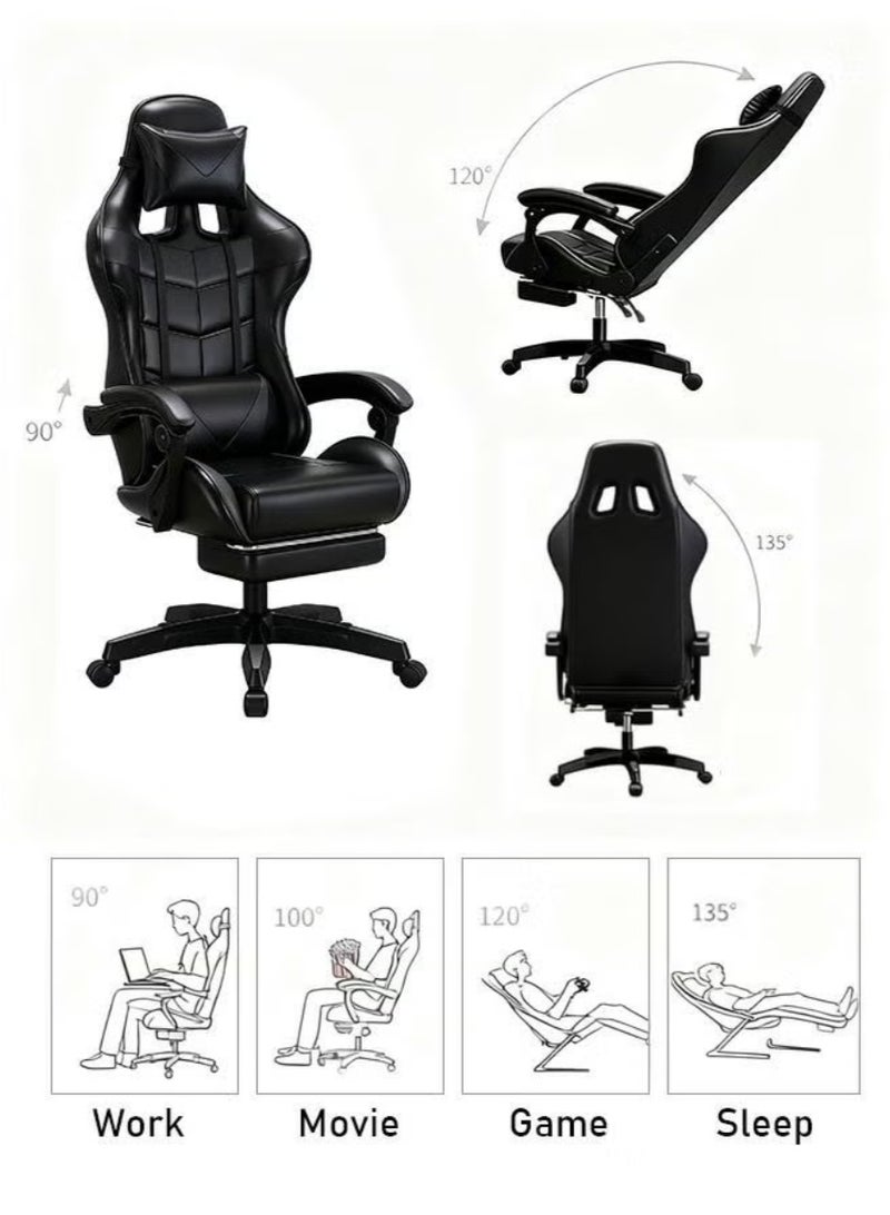 rayze Ergonomic Gaming Chair with Footrest, 135° Recline & Adjustable Height – High Back PU Leather Office Chair for Gamers & Office Use. - Image 2
