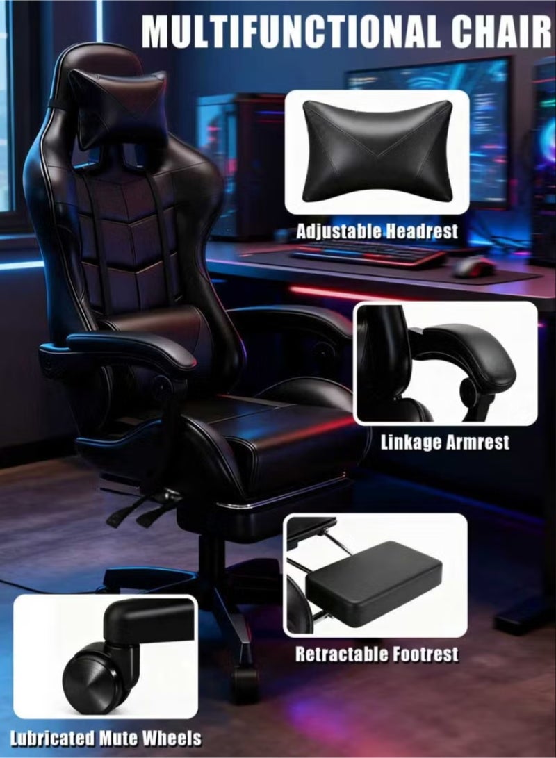 rayze Ergonomic Gaming Chair with Footrest, 135° Recline & Adjustable Height – High Back PU Leather Office Chair for Gamers & Office Use. - Image 5