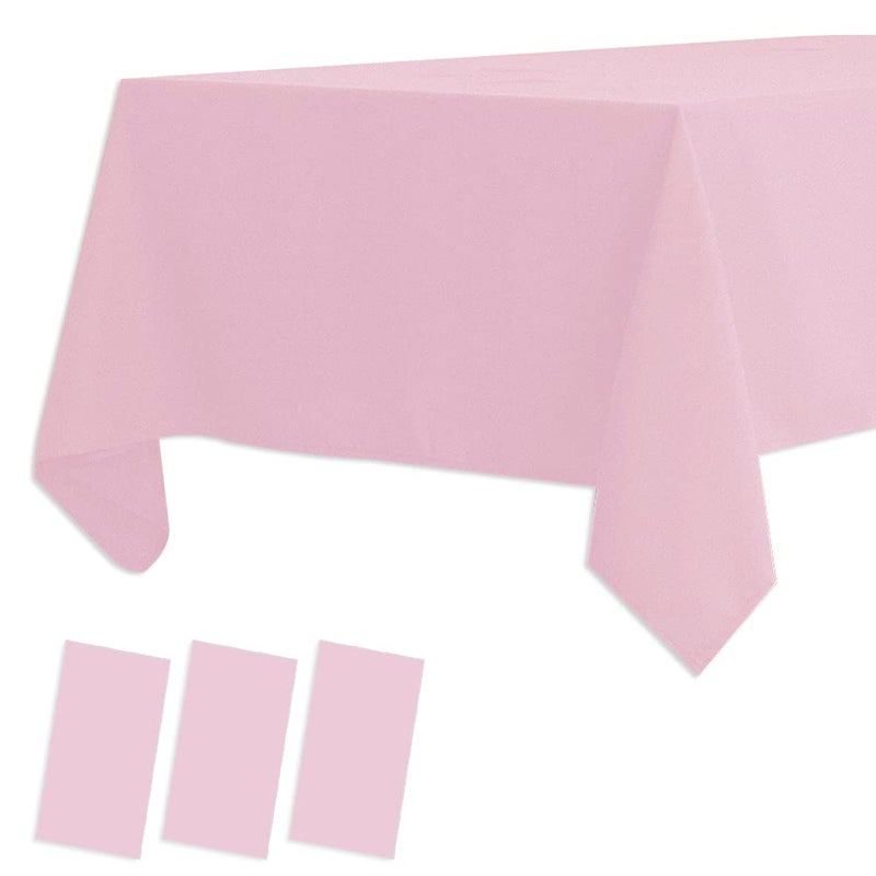 3 Pack Plastic Tablecloths Disposable Plastic Table Covers Table Cloths for BBQ Picnic Birthday Wedding Parties Waterproof TableCloth Oilproof Table Cloth Light Weight Pink Table Cover 54 x 108 In