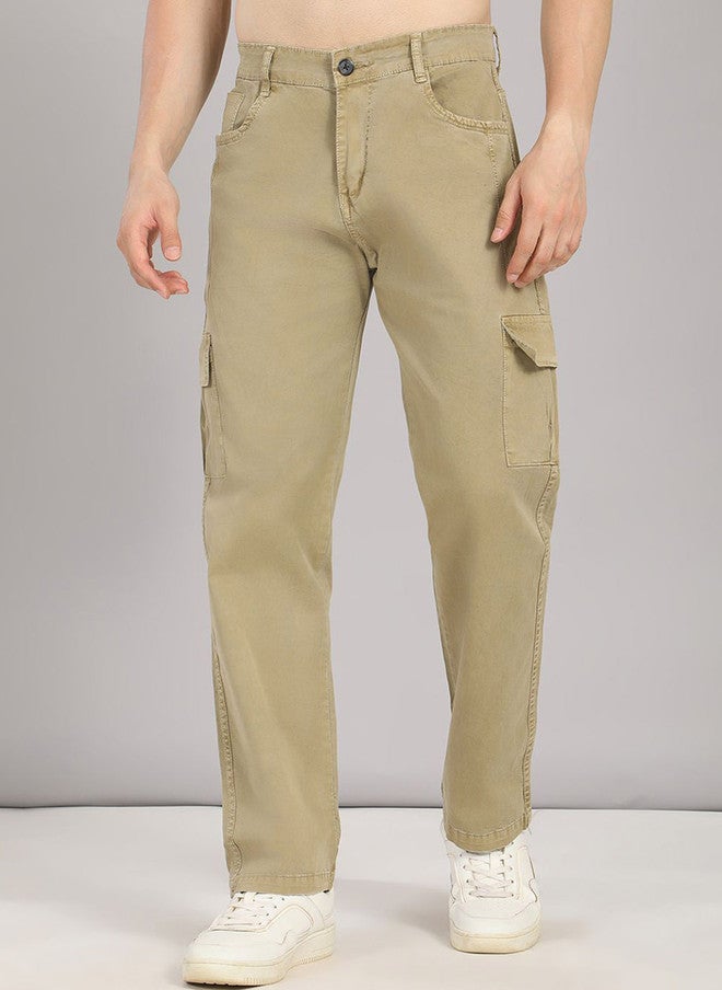 HENCE بنطلونات كارجو للرجال من هينس بتصميم مريح وساق مستقيم - سهل الغسل، ارتفاع متوسط، 6 جيوب - Image 1
