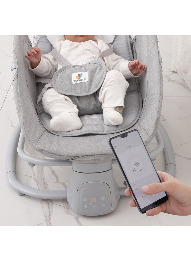 Mastela 4-In-1 Baby Swing With Dinner Plate, App Control, Adjustable Backrest, And Electric Rocking Chair - Multicolor) - Image 2