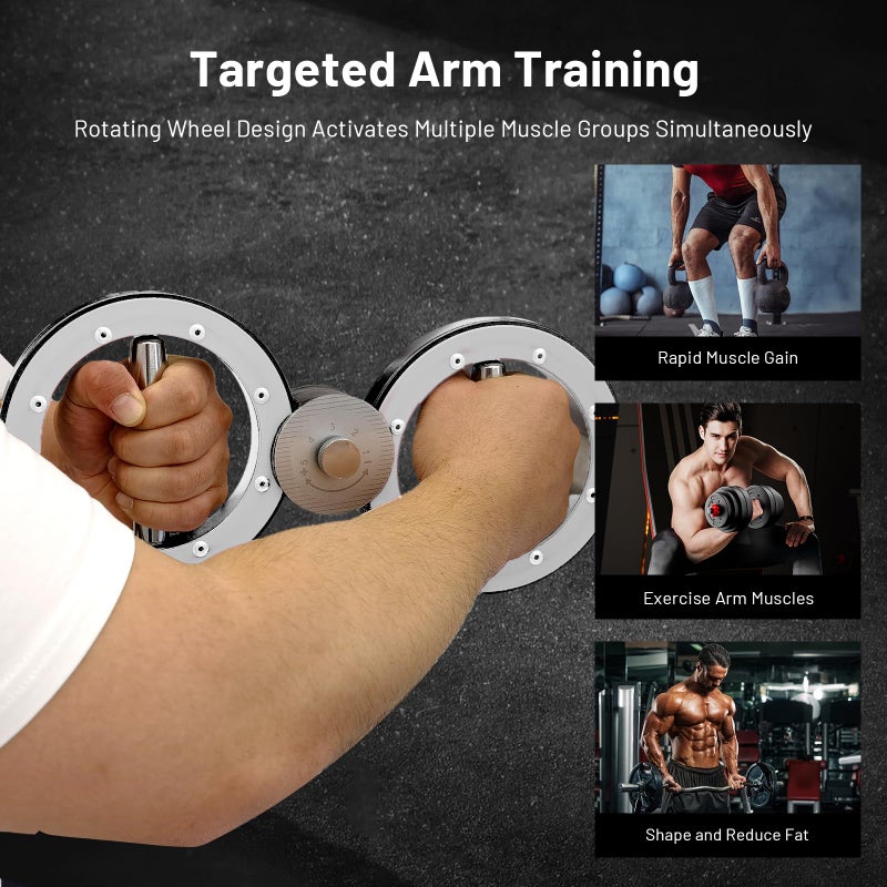 BeSokar Arm Training Wheel, Hand Trainer and Forearm Trainer, Adjustable Arm Trainer for Wrist, Shoulder & Chest, Punch Speed Trainer and Martial Arts Arm Strength Device (Black and White) - Image 4