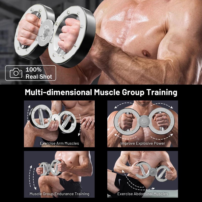 BeSokar Arm Training Wheel, Hand Trainer and Forearm Trainer, Adjustable Arm Trainer for Wrist, Shoulder & Chest, Punch Speed Trainer and Martial Arts Arm Strength Device (Black and White) - Image 3