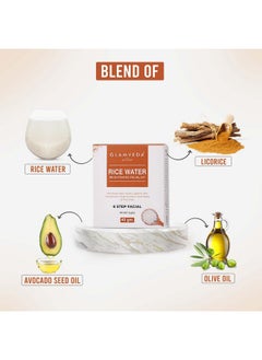 Glamveda Rice Water Brightening Facial Kit 6 Steps Facial Kit 40 Gm Evens Skin Tone & Skin Lightening Facial Kit  - Image 3