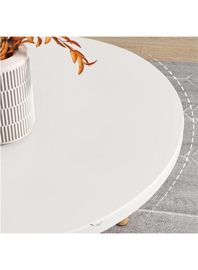 MOMENT MOMENT Modern Coffee Table, 2-Tier Oval Side Table, 100 x 60 x 42 cm, for Living Room/Bedroom/Kitchen/Balcony  - Image 3