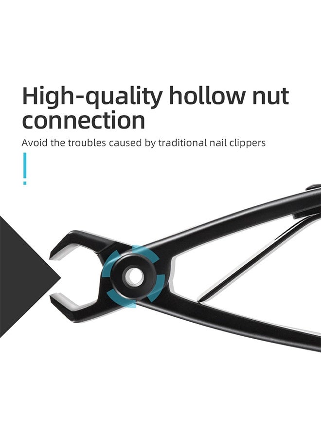 اتش واي مقص الأظافر - ماكينة قص الأظافر ذات الفتح الواسع ، ماكينة قص الأظافر المصنوعة من الفولاذ المقاوم للصدأ ، مقص أظافر القدم للأظافر السميكة والصلبة (أسود) - Image 3