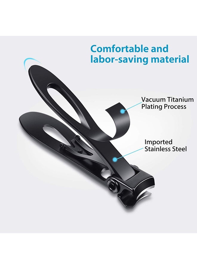 اتش واي مقص الأظافر - ماكينة قص الأظافر ذات الفتح الواسع ، ماكينة قص الأظافر المصنوعة من الفولاذ المقاوم للصدأ ، مقص أظافر القدم للأظافر السميكة والصلبة (أسود) - Image 4