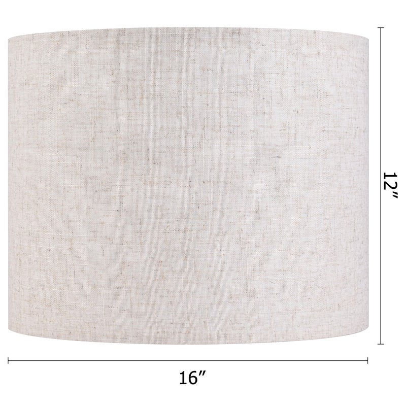 GO&SO Large Drum Lamp shades Set of 2 Oatmeal Linen Lampshade 16" Top x 16" Bottom x 12" High (Spider) Farmhouse Lampshade for Table & Floor Lamp - Lampshades Replacement By GO&SO - Image 3